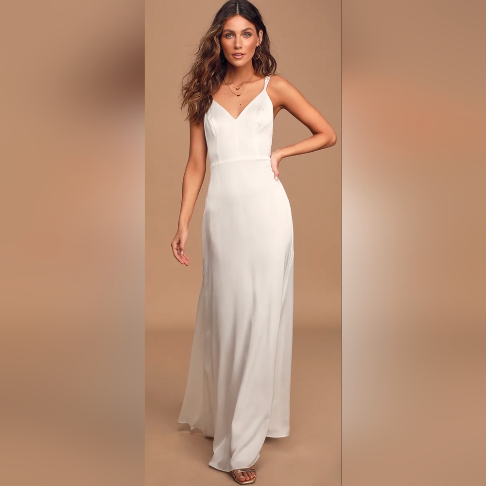 Luxe Living Ivory Satin Backless Maxi Dress - Lulu's